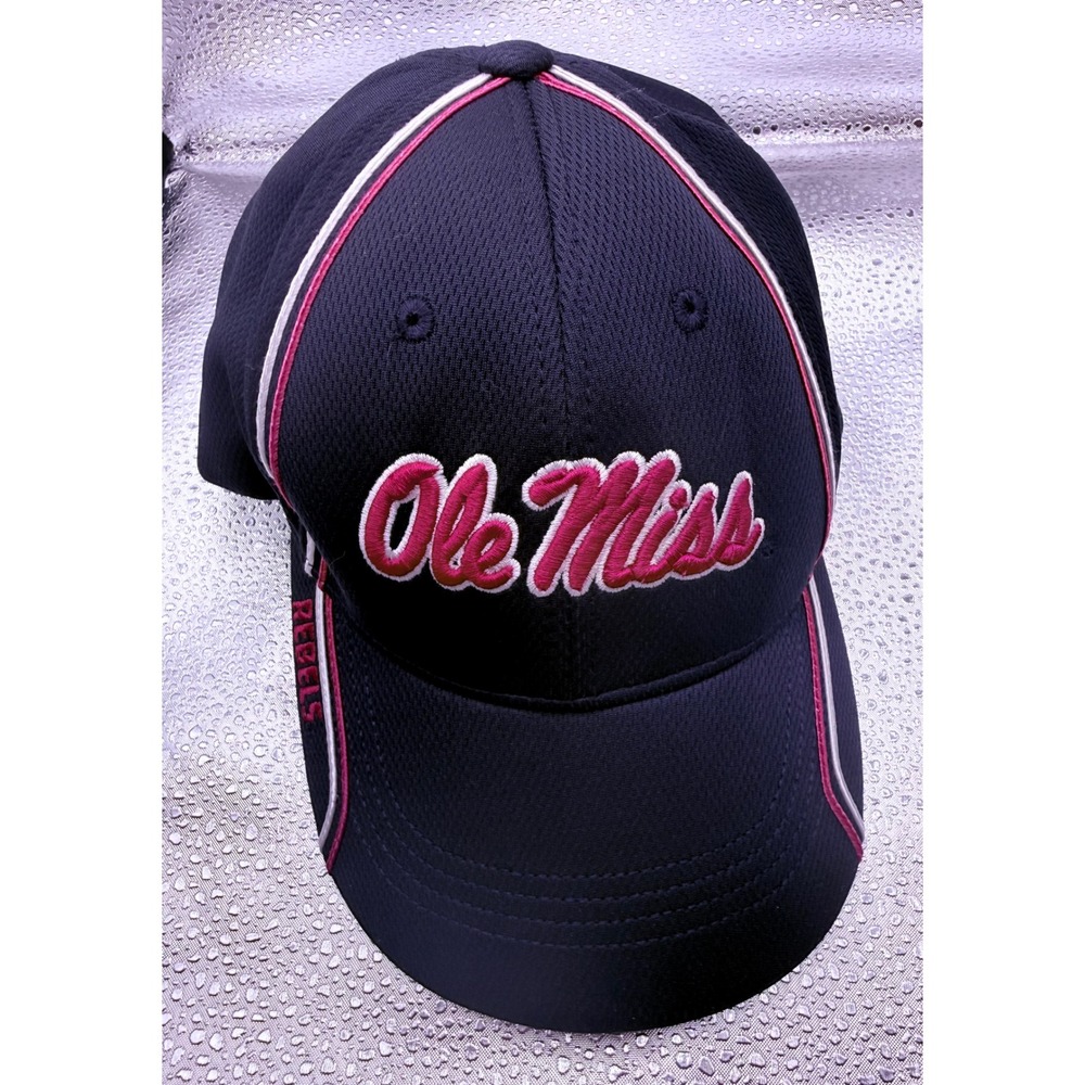 Russell Athletic Ole Miss Rebels Hat Navy Blue Red Adjustable Strap Cap Mens
